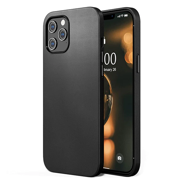 K-doo iPhone 15 Leather Case Back Cover- Black