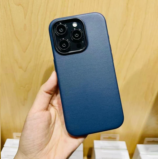 K-doo iPhone 15 Leather Case Back Cover- Blue