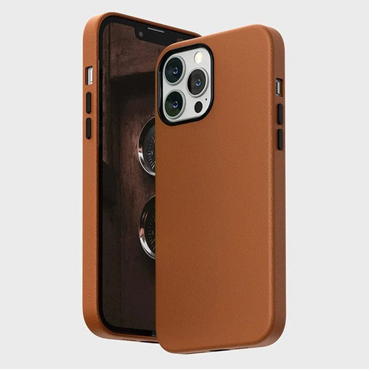 K-doo iPhone 15 Pro Leather Case Back Cover- Brown