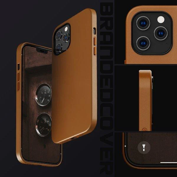 K-doo iPhone 15 Pro Leather Case Back Cover- Brown