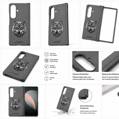Samsung Z Fold8 Ultra Original Santa Barbara Polo Requite Club Leather Case Savana Series with Hinge Protection Cover - Wolf