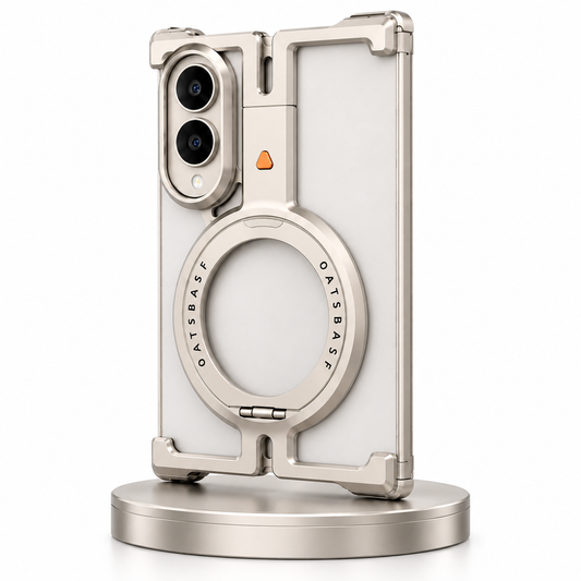 Samsung Z Fold8 Metal Case, Frameless T Shape Aluminum Alloy 360° Magnetic Rotating Ring with Magsafe - Desert Titanium