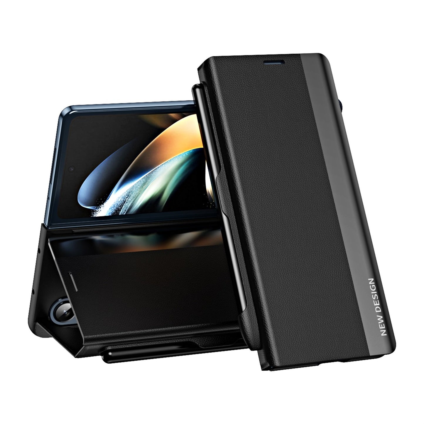 Samsung Galaxy Z Fold 3 Case Flip Leather Wallet Slim Clear S-View Mirror Plating Shockproof Thin Kickstand