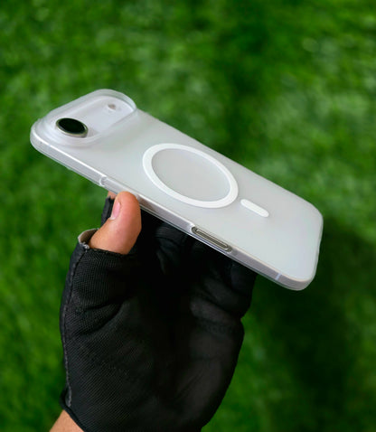 iPhone 17 Air 0.8mm Thin Semi Transparent Matte Finish Smoky Cover with Magsafe - White