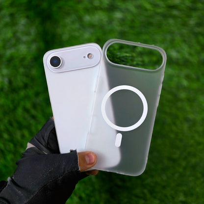 iPhone 17 Air 0.8mm Thin Semi Transparent Matte Finish Smoky Cover with Magsafe - White