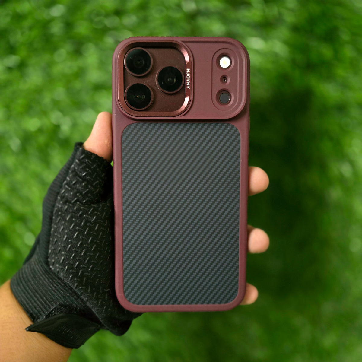 iPhone 18 Pro Max Original NjoyNY Soft Carbon Fiber Texture Case with Camera Control Button and Magsafe