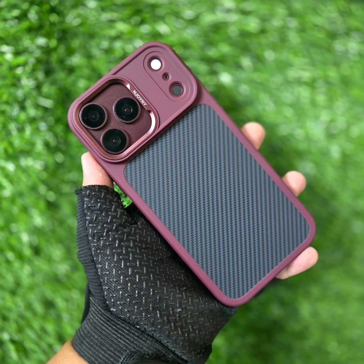 iPhone 18 Pro Max Original NjoyNY Soft Carbon Fiber Texture Case with Camera Control Button and Magsafe