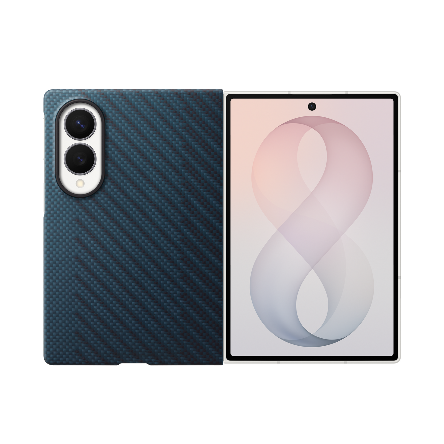 Samsung Z Fold8 Carbon Case, 0.8mm Slim Carbon Fiber Cover with Magsafe and Logo - Blue