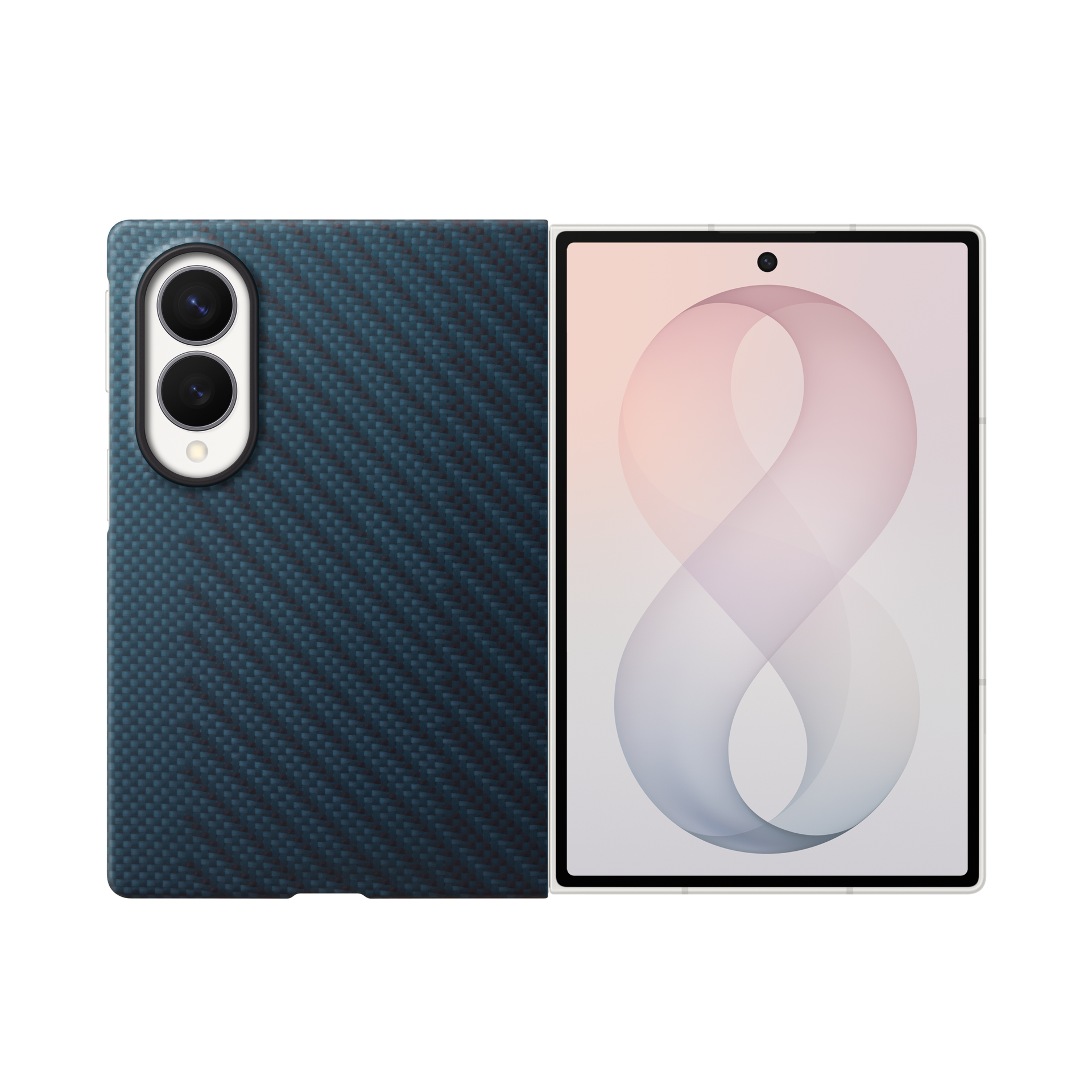 Samsung Z Fold8 Carbon Case, 0.8mm Slim Carbon Fiber Cover with Magsafe and Logo - Blue