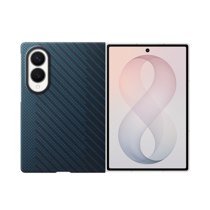 Samsung Z Fold8 Carbon Case, 0.8mm Slim Carbon Fiber Cover with Magsafe and Logo - Blue