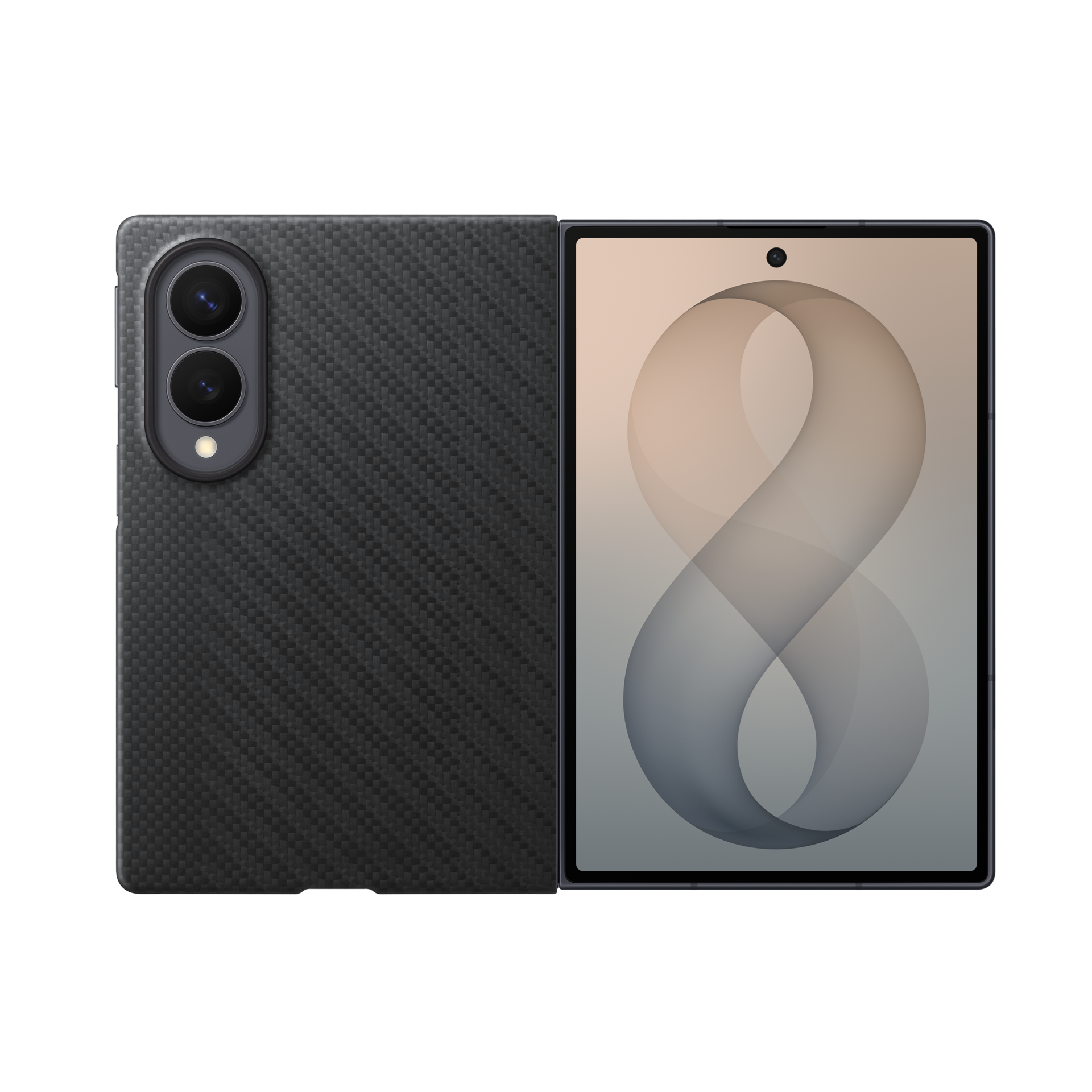 Samsung Z Fold8 Carbon Case, 0.8mm Slim Carbon Fiber Cover with Magsafe and Logo - Black