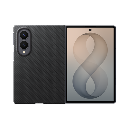 Samsung Z Fold8 Carbon Case, 0.8mm Slim Carbon Fiber Cover with Magsafe and Logo - Black