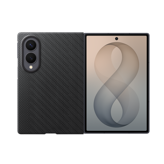 Samsung Z Fold8 Carbon Case, 0.8mm Slim Carbon Fiber Cover with Magsafe and Logo - Black