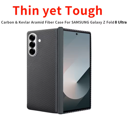 Samsung Z Fold8 Ultra Carbon Case, 0.6mm Thin Carbon Fiber Case with Magsafe, Hinge Protection & Front Glass - Black