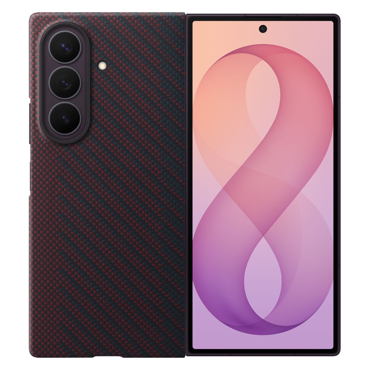 Samsung Fold8 Ultra Carbon Case, 0.8mm Slim Carbon Fiber Cover with Magsafe and Logo - Wine