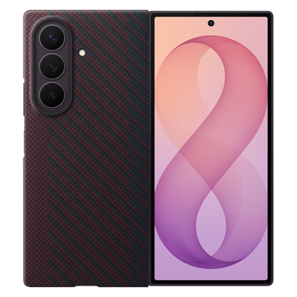 Samsung Fold8 Ultra Carbon Case, 0.8mm Slim Carbon Fiber Cover with Magsafe and Logo - Wine