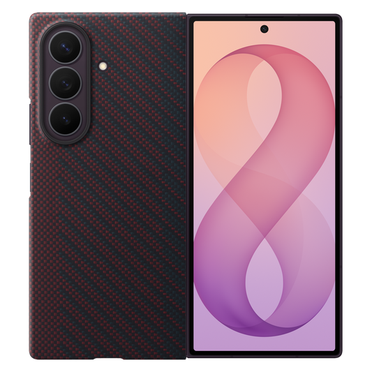 Samsung Fold8 Ultra Carbon Case, 0.8mm Slim Carbon Fiber Cover with Magsafe and Logo - Wine