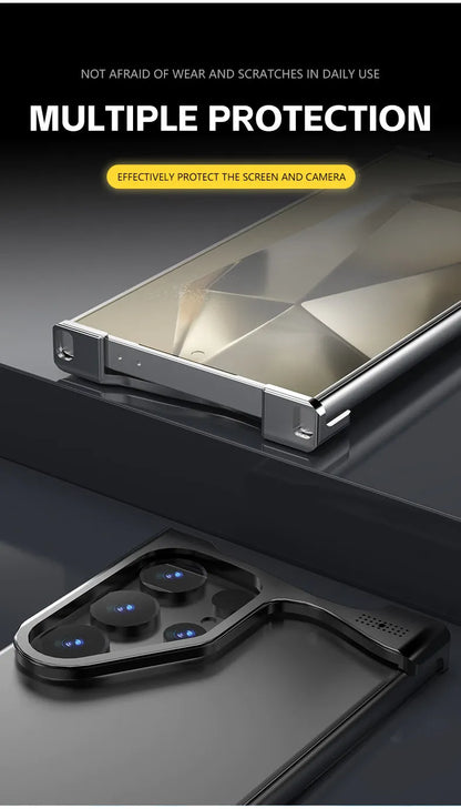 Samsung Galaxy S26 Ultra Metal Bumper Cover, Aluminum Frameless Minimalist Design Heat Dissipation Bumper Case - Black