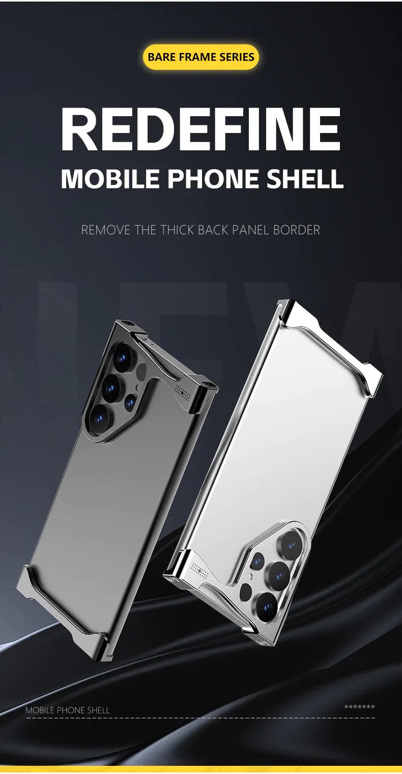 Samsung Galaxy S26 Ultra Metal Bumper Cover, Aluminum Frameless Minimalist Design Heat Dissipation Bumper Case - Black