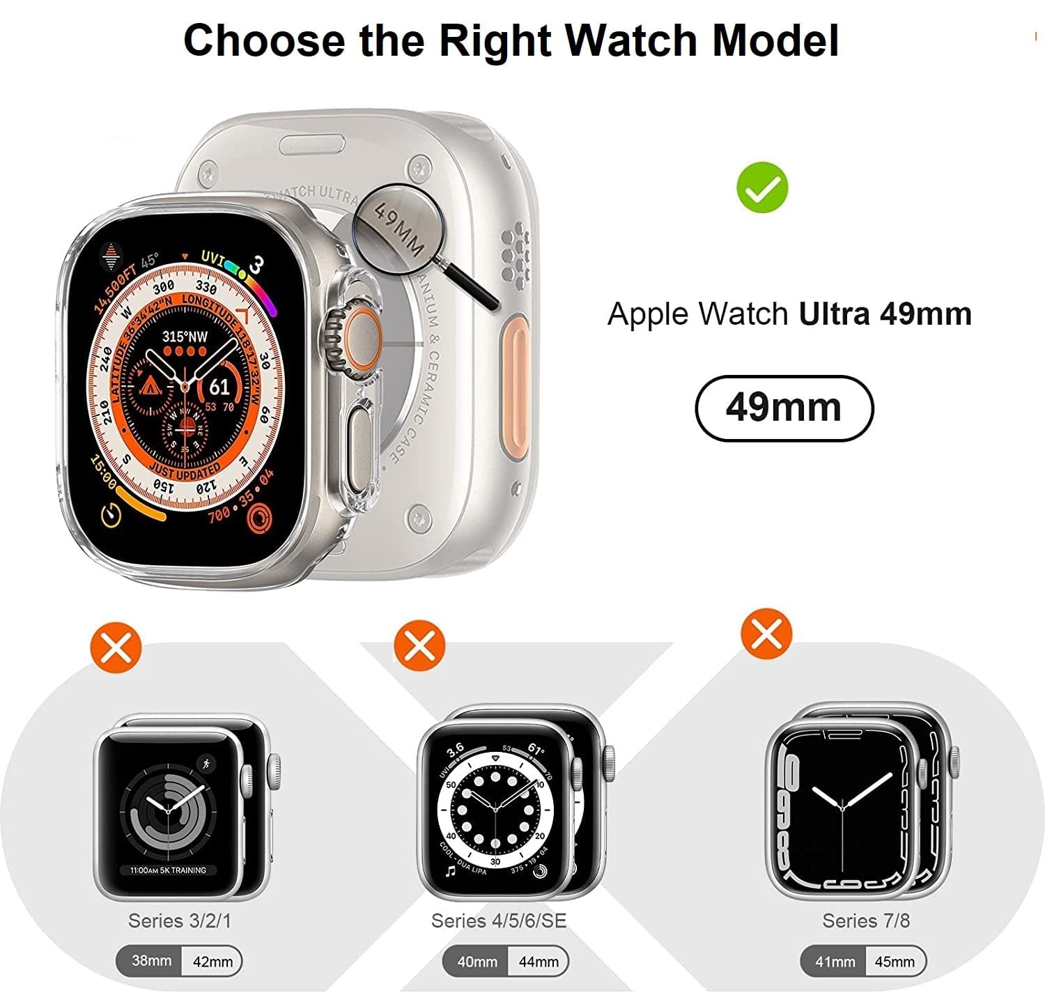 iWatch Bumper Cover Anti-Drop Hard PC iWatch Case for 49mm Ultra/ Ultra 2 / Ultra3