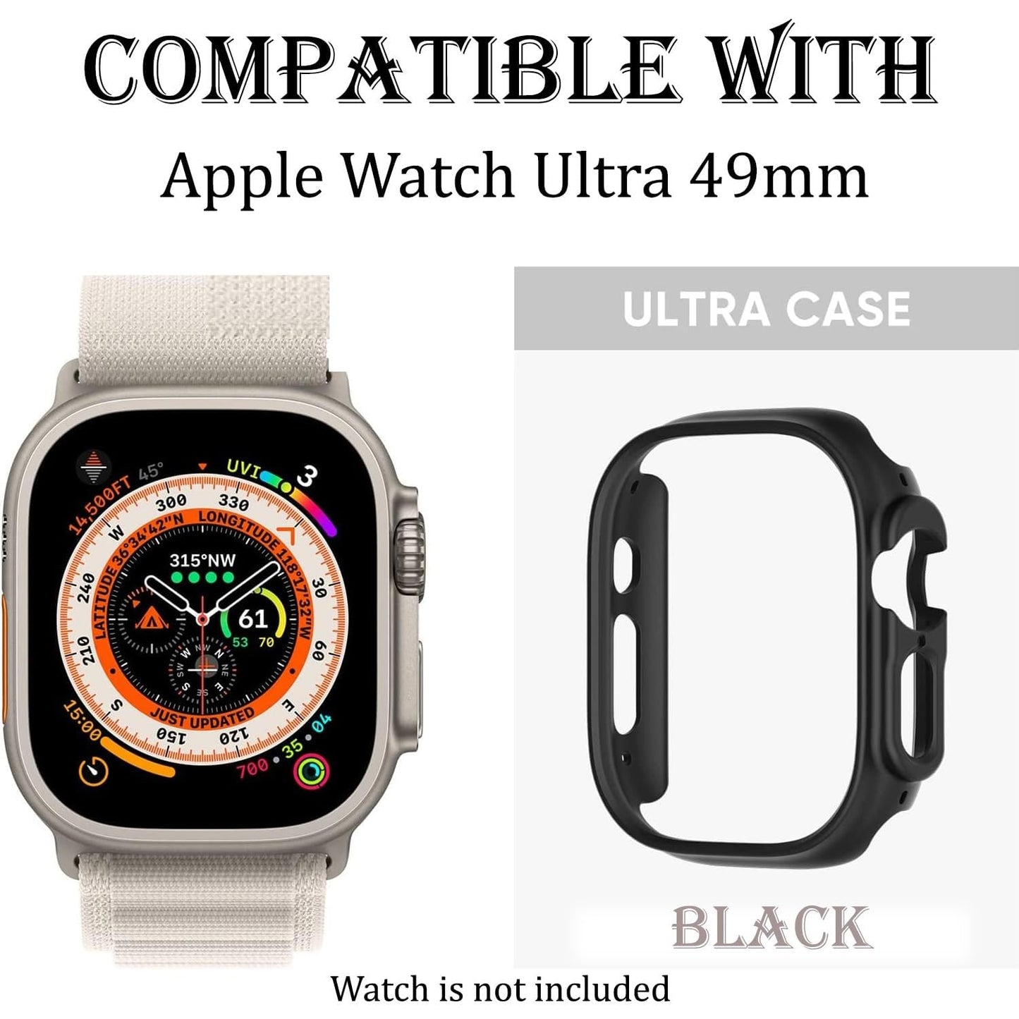 iWatch Bumper Cover Anti-Drop Hard PC iWatch Case for 49mm Ultra/ Ultra 2 / Ultra3
