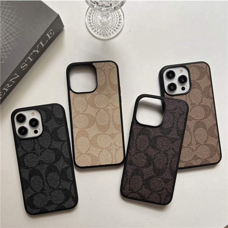 iPhone 17 Luxury Leather, Vintage Art Coach Leather Case - Coffee Brown