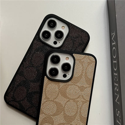 iPhone 17 Luxury Leather, Vintage Art Coach Leather Case - Coffee Brown