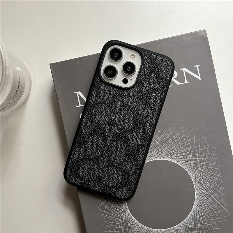 iPhone 17 Luxury Leather, Vintage Art Coach Leather Case - Coffee Brown