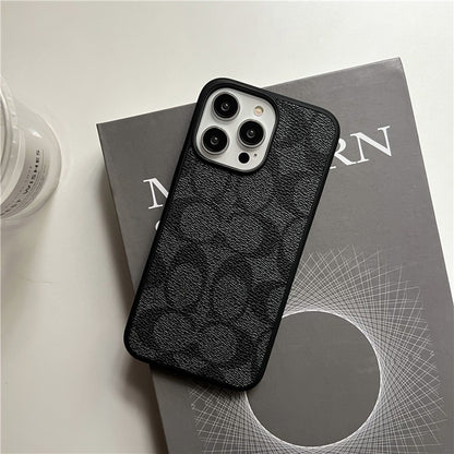iPhone 17 Luxury Leather, Vintage Art Coach Leather Case - Coffee Brown