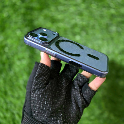 iPhone 18 Pro Crystal Clear Semi-Transparent Case Shockproof Cover with Strong N52 Magnetic Magsafe Case - Black