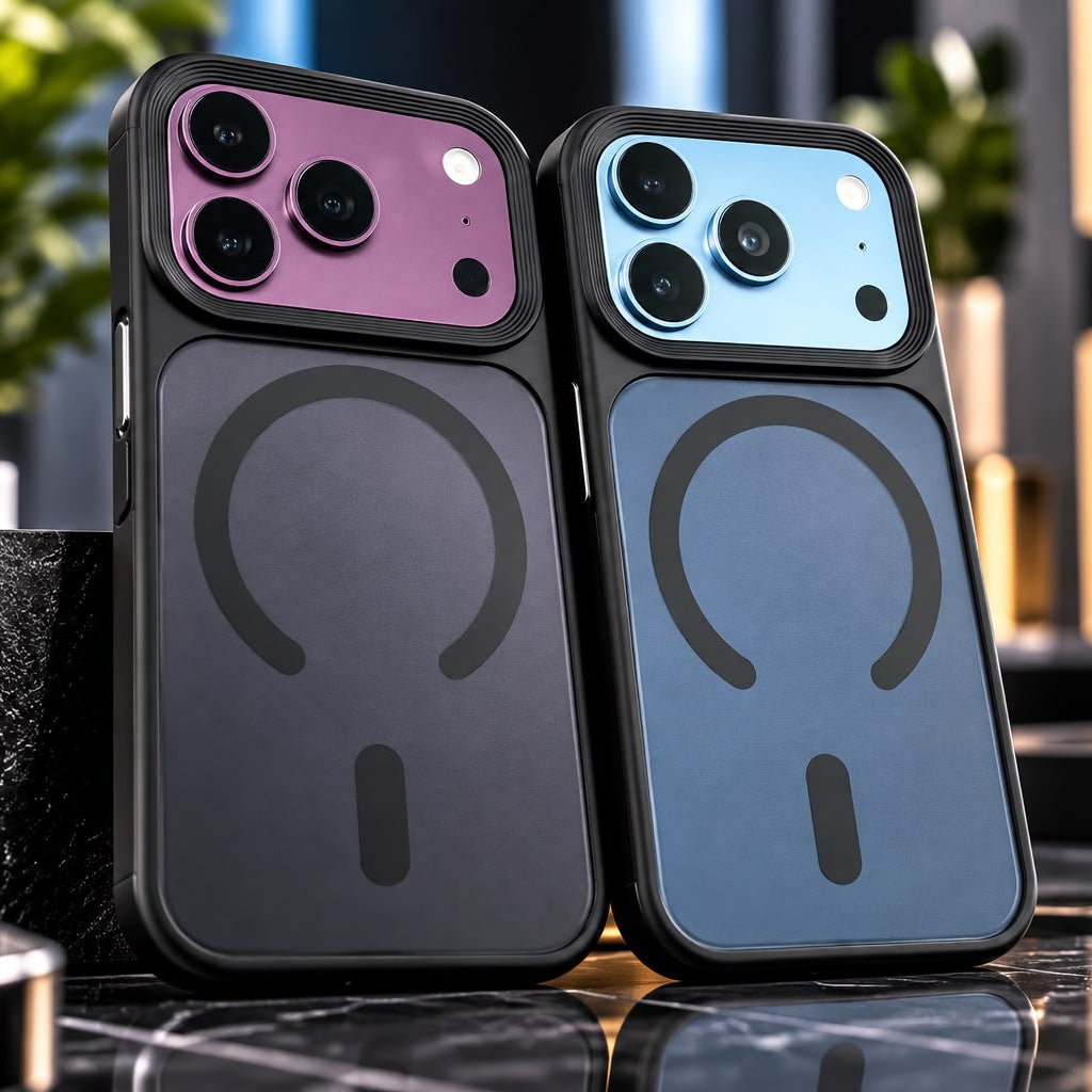 iPhone 18 Pro Shockproof Soft TPU Semi-Transparent Matte Finish Smoky Texture Cover with Magsafe - Black