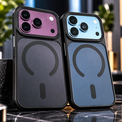 iPhone 18 Pro Shockproof Soft TPU Semi-Transparent Matte Finish Smoky Texture Cover with Magsafe - Black