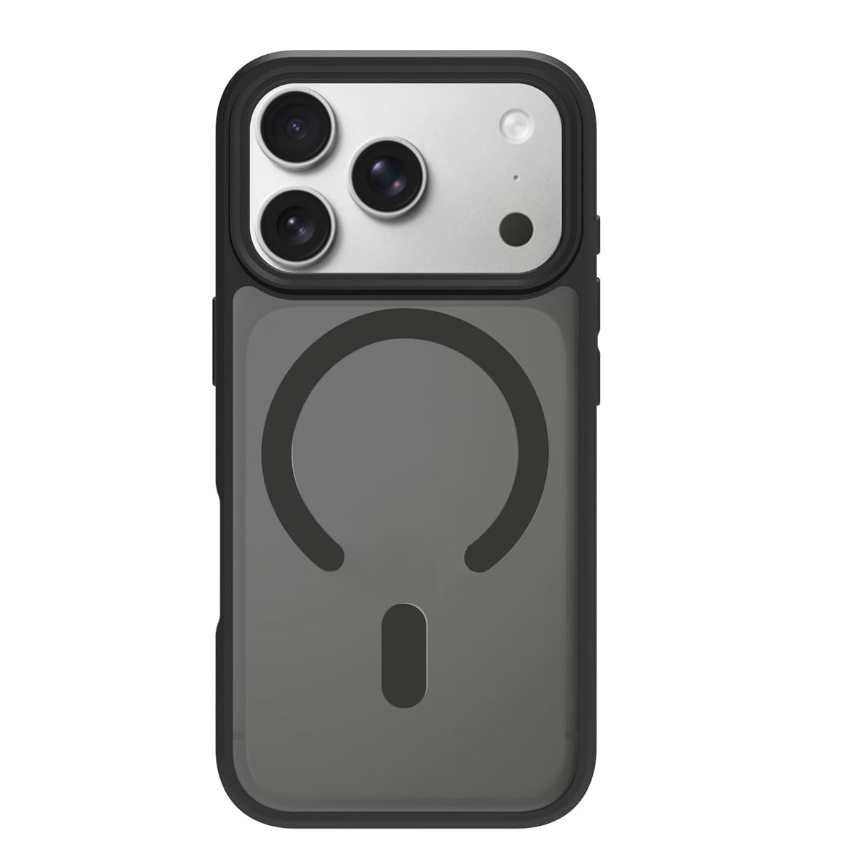 iPhone 18 Pro Shockproof Soft TPU Semi-Transparent Matte Finish Smoky Texture Cover with Magsafe - Black
