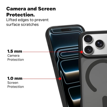 iPhone 18 Pro Shockproof Soft TPU Semi-Transparent Matte Finish Smoky Texture Cover with Magsafe - Black