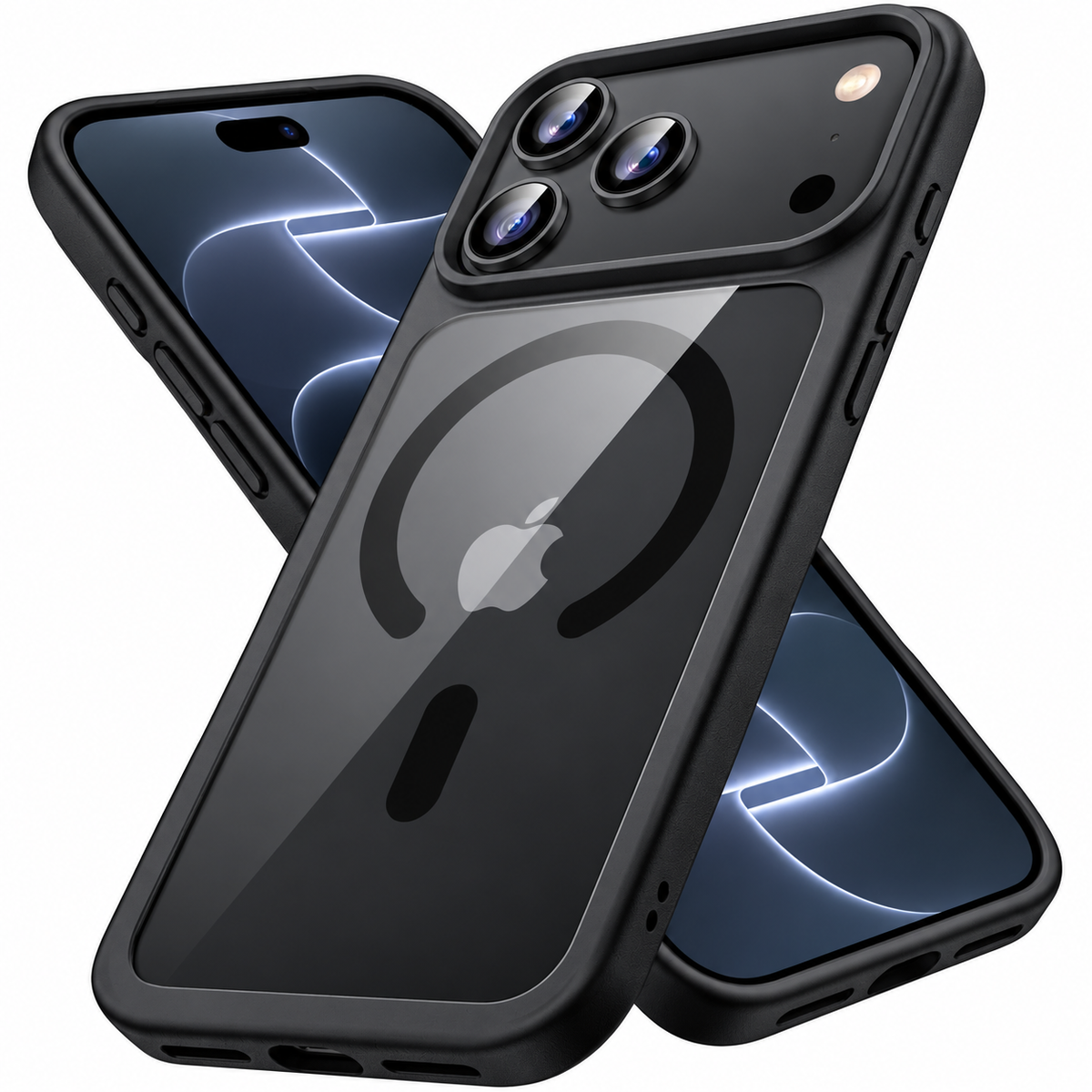 iPhone 18 Pro Max Crystal Clear Soft TPU Anti-Yellowing Back Shockproof Case with Magsafe - Black