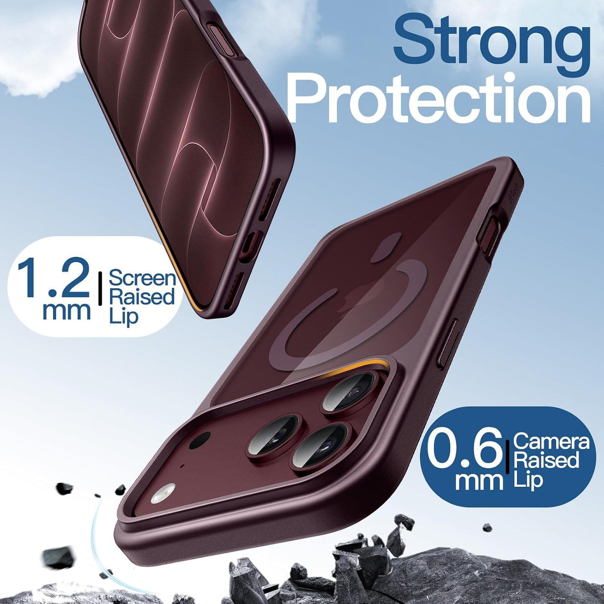 iPhone 18 Pro Max Crystal Clear Soft TPU Anti-Yellowing Back Shockproof Case with Magsafe - Wine