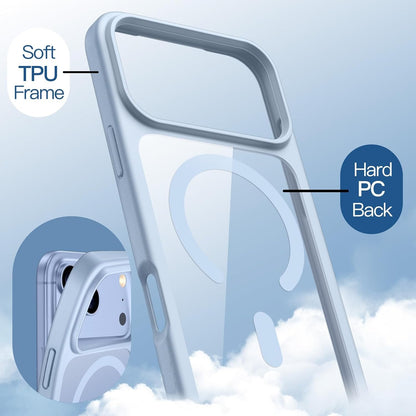 iPhone 18 Pro Max Crystal Clear Soft TPU Anti-Yellowing Back Shockproof Case with Magsafe - Sky Blue