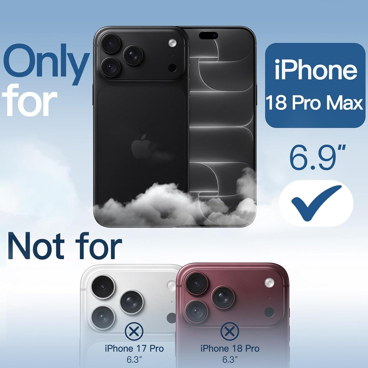 iPhone 18 Pro Max Crystal Clear Soft TPU Anti-Yellowing Back Shockproof Case with Magsafe - Black