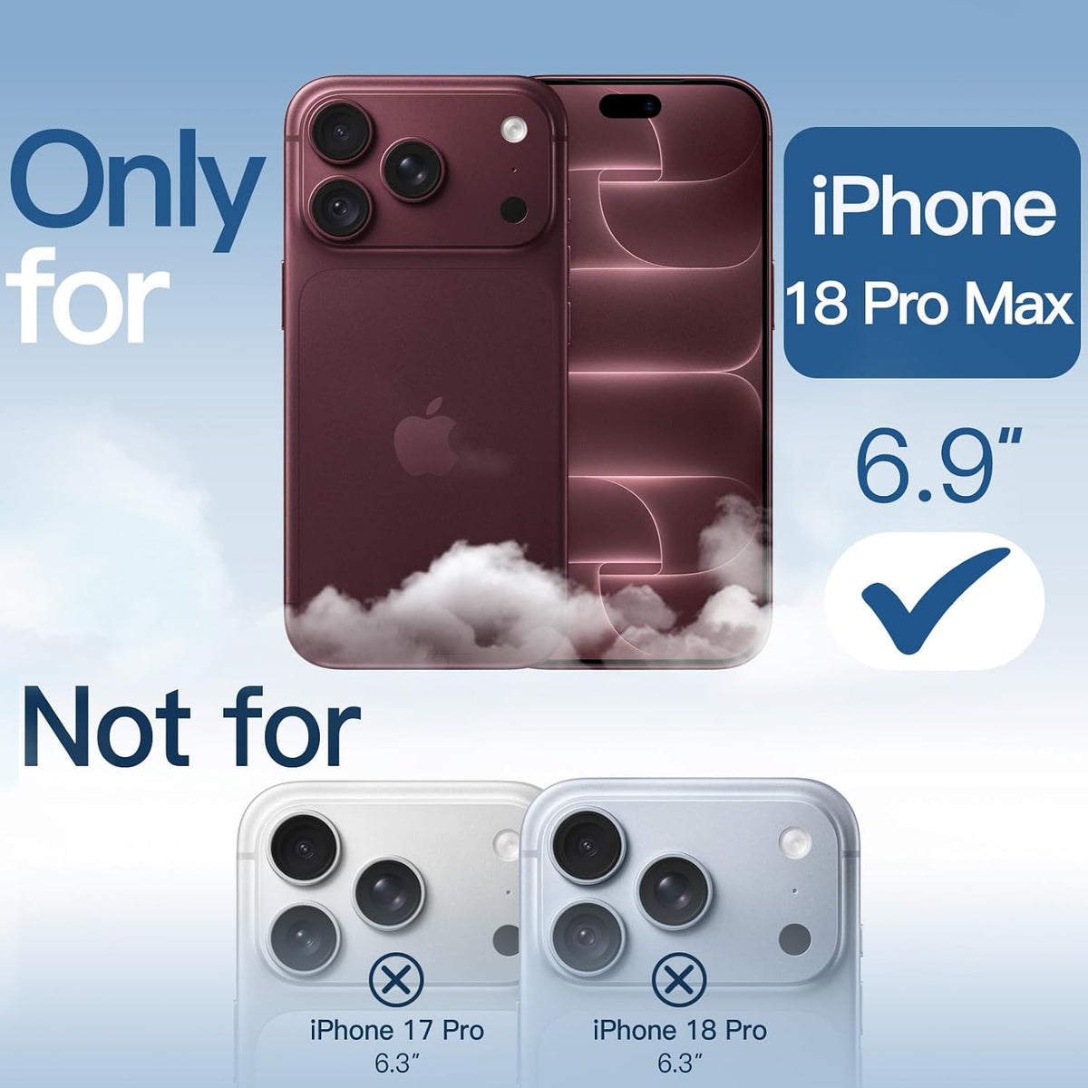 iPhone 18 Pro Max Crystal Clear Soft TPU Anti-Yellowing Back Shockproof Case with Magsafe - Wine