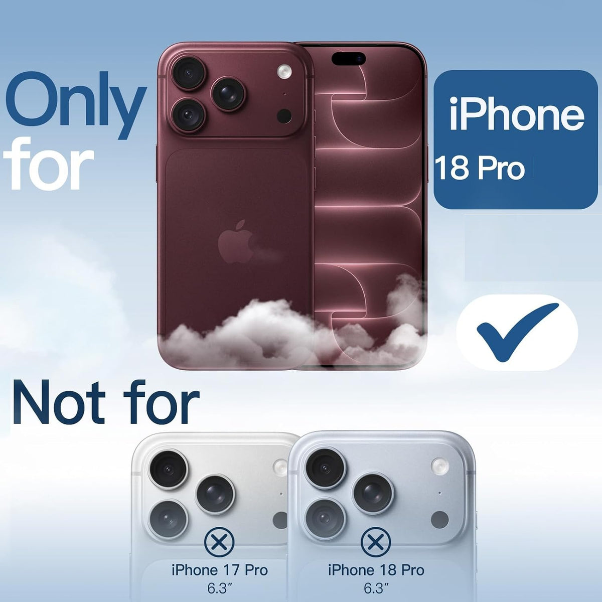 iPhone 18 Pro Max Crystal Clear Soft TPU Anti-Yellowing Back Shockproof Case with Magsafe - Wine