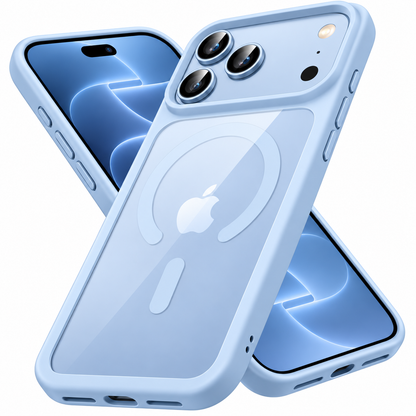 iPhone 18 Pro Max Crystal Clear Soft TPU Anti-Yellowing Back Shockproof Case with Magsafe - Sky Blue