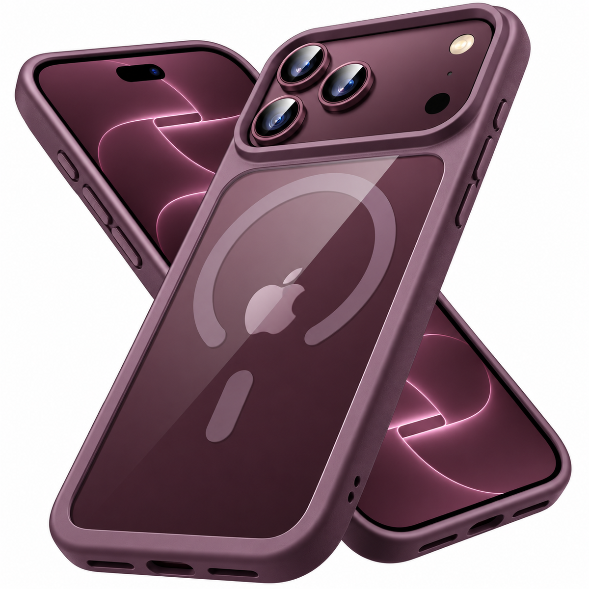 iPhone 18 Pro Max Crystal Clear Soft TPU Anti-Yellowing Back Shockproof Case with Magsafe - Wine