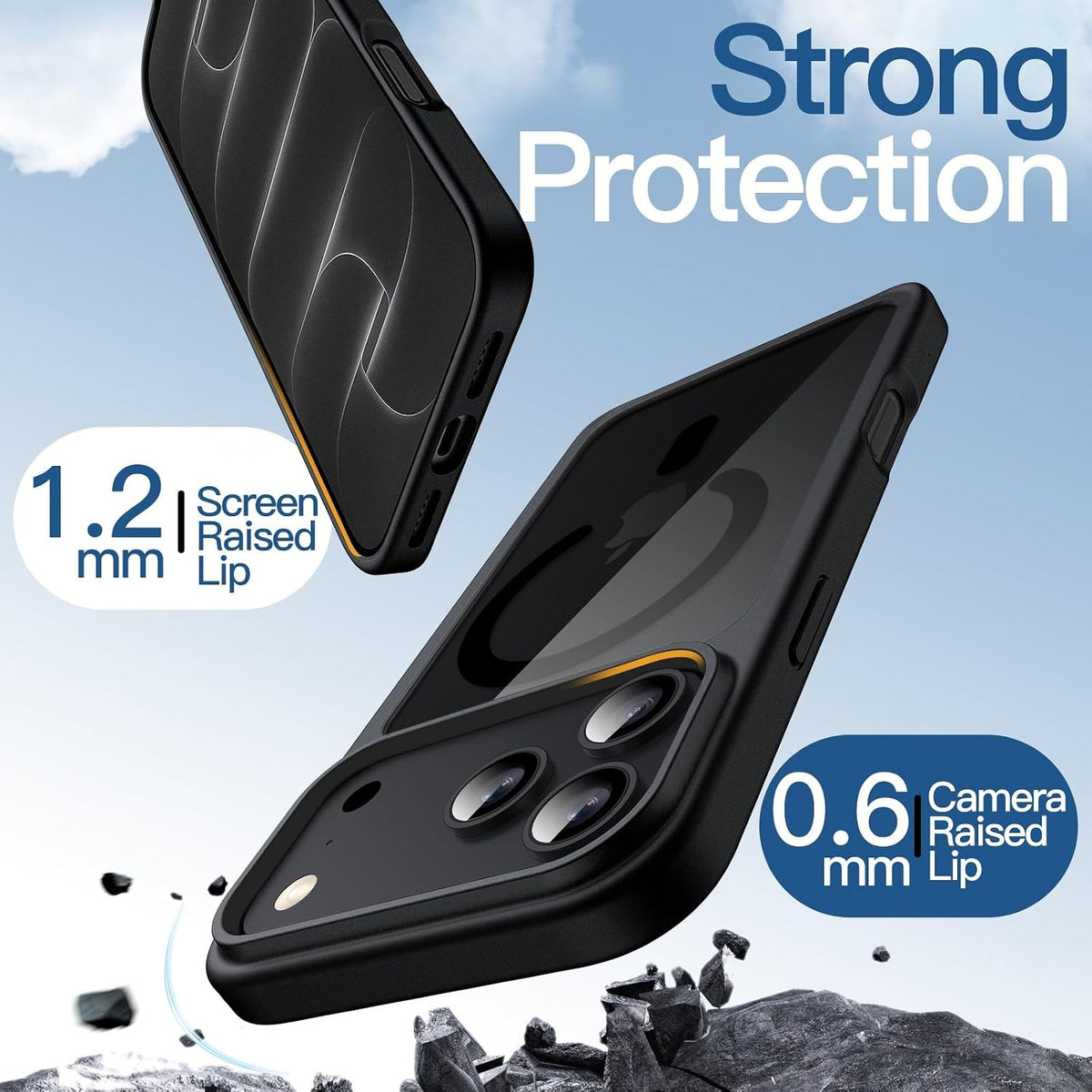 iPhone 18 Pro Max Crystal Clear Soft TPU Anti-Yellowing Back Shockproof Case with Magsafe - Black