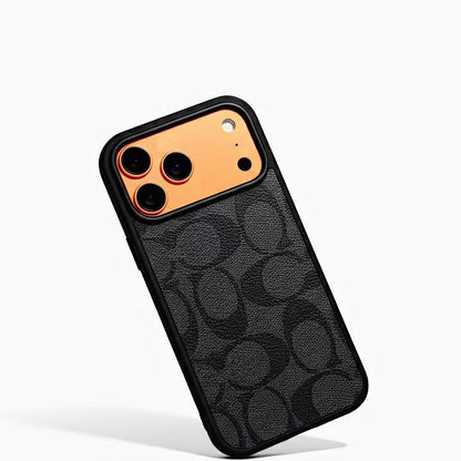 iPhone 17 Pro Coach Leather Case, Luxurious Premium PU Leather Cover