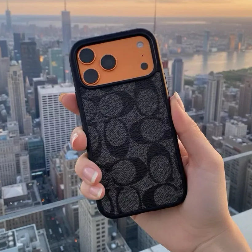 iPhone 17 Pro Coach Leather Case, Luxurious Premium PU Leather Cover