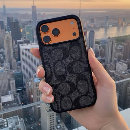 iPhone 17 Pro Coach Leather Case, Luxurious Premium PU Leather Cover