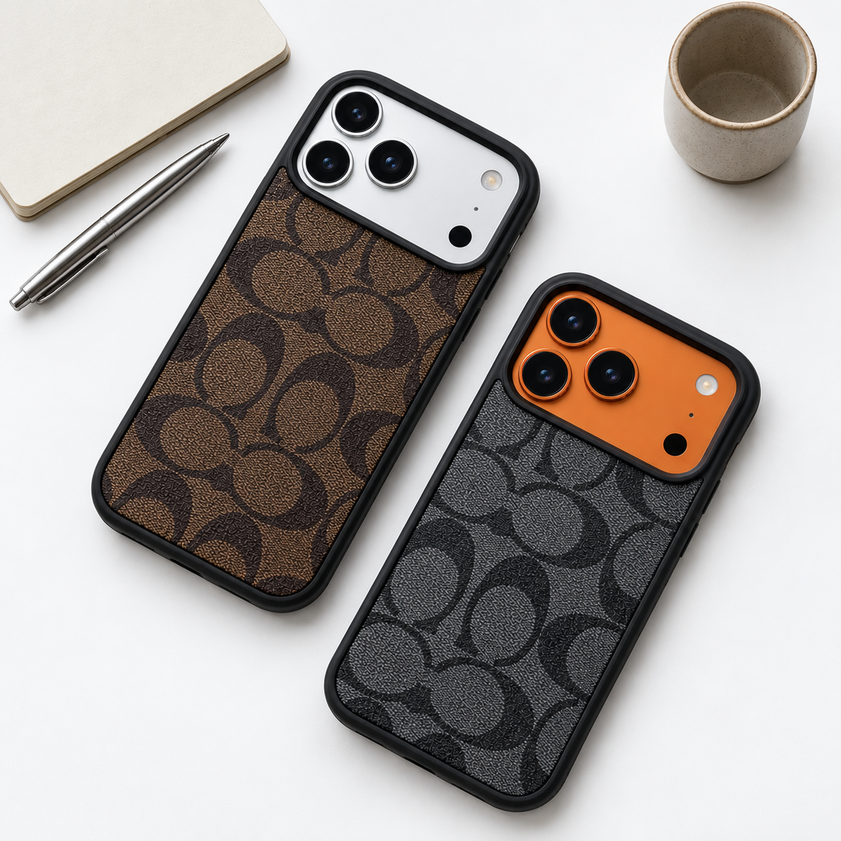 iPhone 17 Pro Coach Leather Case, Luxurious Premium PU Leather Cover