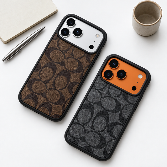 iPhone 17 Pro Coach Leather Case, Luxurious Premium PU Leather Cover