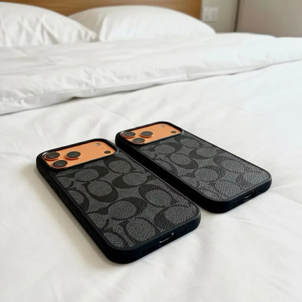 iPhone 17 Pro Coach Leather Case, Luxurious Premium PU Leather Cover