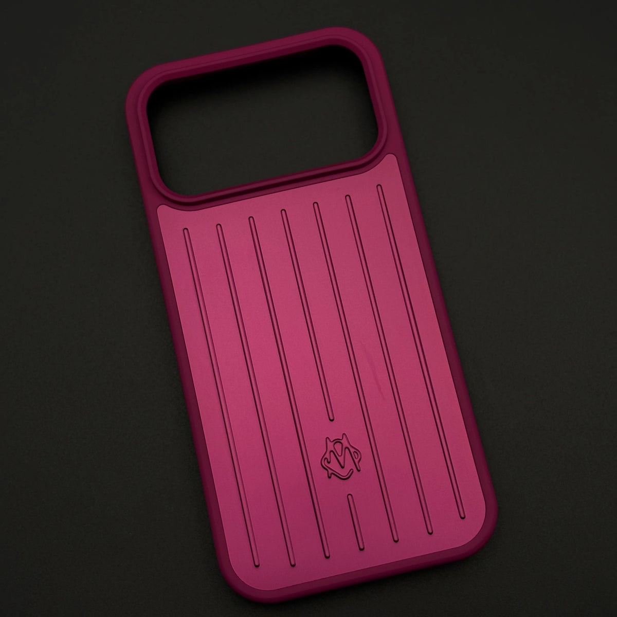 iPhone 18 Pro RM Case, Luxury Luggage Brand RM Vertical Ribbed Hidden - Burgundy